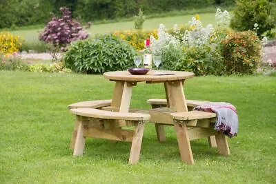 Small Round Bistro Wood Picnic Table For Pub Restaurant Garden - Sits 8 People • £319.95