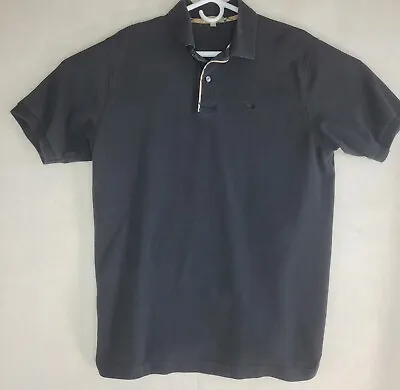 Burberry London Size L Black Nova Check Cotton Short Sleeve Polo Shirt • $32.97