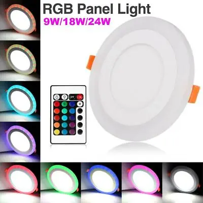 Dual Color RGB LED Ceiling Panel Light Recessed Downlight Spot Lamp Ultraslim UK • £6.99