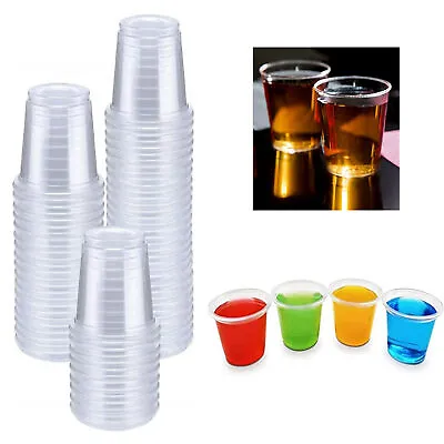 100 Disposable Shot Glasses 1 Oz Clear Hard Plastic Party Mini Cups Catering Bar • $9.89