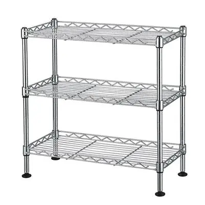 3-Tier Wire Shelving Rack Shelf Adjustable Commercial Garage Kitchen Storage • $20.79