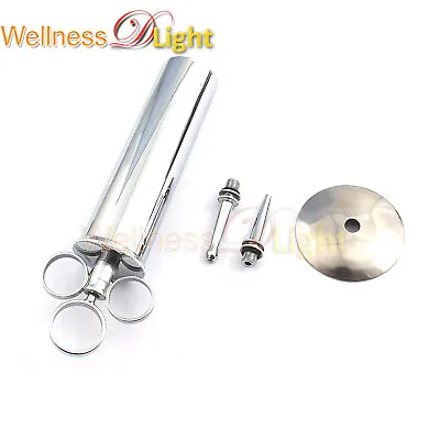 6 OZ Metal Ear Wax Syringe W/ Shield And 2 Tips Chrome Plated Veterinary ENT • $14.05