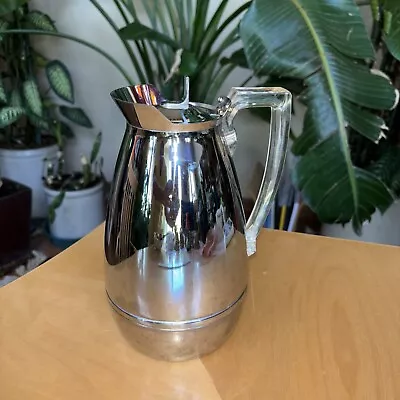 Thermos Coffee Carafe Insulated Pitcher Chrome Lucite Handle 585f Vintage • $22.99