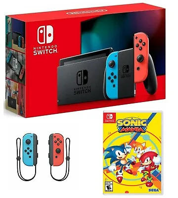 NEW Nintendo Switch 32GB Neon Console + Sonic Mania 🥏Game Bundle - Ships Fast! • $274.44