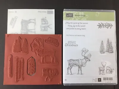 Stampin Up NATURE SINGS Rubber Cling Stamp Set Elk Reindeer Heaven And Nature • $25