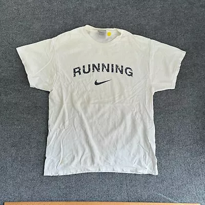 Vintage Rare Nike Running Grey Tag Y2K Marathon Graphic Mens Large White • $18.65