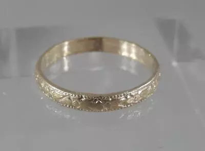 Vintage 10 Karat Yellow Gold Floral Design Band Baby Toddler Ring Sz 1 10K J2498 • $47.99