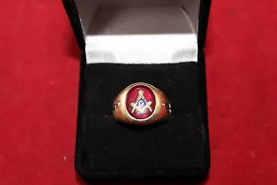 Vintage 10K Masonic Ring With Ruby Size 6 1/4 • $499.95