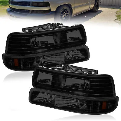 Pair Black Headlights Assembly For 1999-2002 Silverado 00-06 Suburban 1500 2500 • $59.99