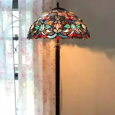 Multicolor Victorian Stained Glass Tiffany Style 3-Light Floor Lamp • $229.77