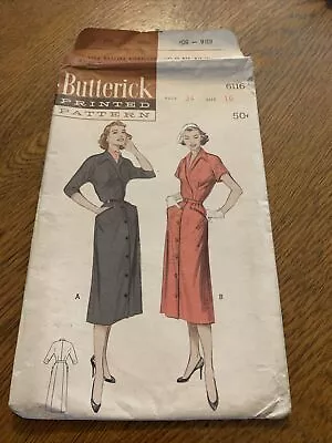 Vintage 1950s Butterick Slim Casual Dress Pattern #6116 Size 16 Bust 34 Complete • $4.99