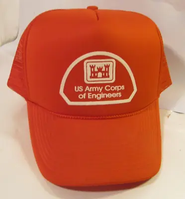 US Army Corps Of Engineers Cap Unisex Red Snapback Trucker Hat Vintage 80s Logo • $14.14