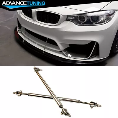 Universal Adjustable 7''- 9'' Front Bumper Lip Strut Rod Tie Support Bar Silver • $8.39