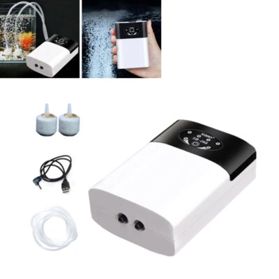 $19.88 • Buy 2 Outlets Aquarium Oxygen Pump Aqua Fish Tank Pond Air Bubble Disk Stone Aerator