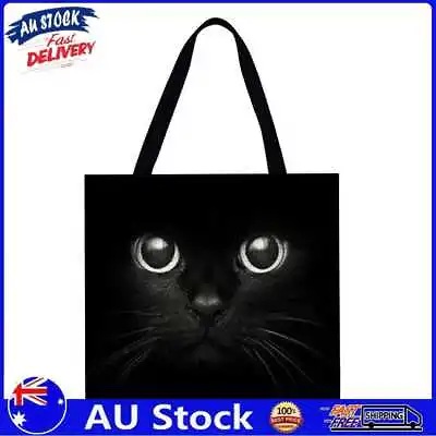 AU Black Cat Printed Shoulder Shopping Bag Casual Large Tote Handbag 40*40CM • $9.44