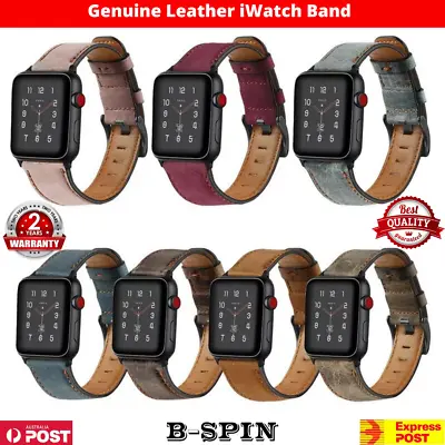 $15 • Buy Genuine Leather For Apple Watch Band Strap Series 7 SE 6 5 4 3 2 1 38 42 40 44mm
