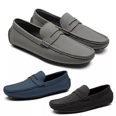 Men's Slip-on Penny Loafers Suede Leather Driving Shoes Casual Lightweight Shoes • $26.59