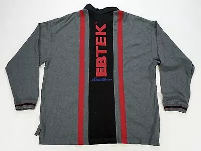 Rare Vintage EDDIE BAUER EBTek Spell Out Striped 1/4 Zip Rugby Shirt 90s Gray XL • $39.99