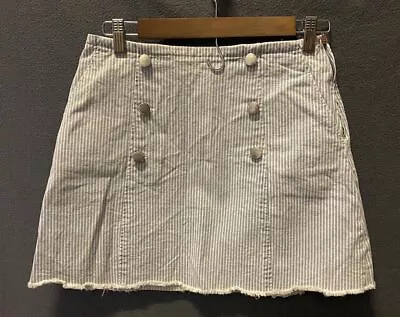 ZARA Striped Cotton Button Skort Size M Blue White • $24.99