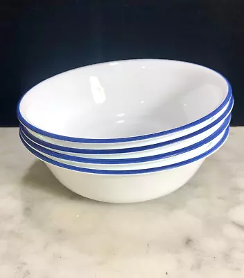 Corelle Harbor Town Blue Bowl Set Of 4 Cereal Bowls Navy Rim • $16