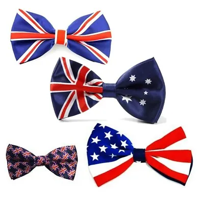 Countries Bow Ties Clip On Fancy Dress Costume Union Jack USA Flag Tie  • £3.99