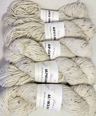 Filatura Lanarota Yarn Alpaca Wool Blend 5 Skein Lot 185yds 100g Ea Fleck White • $49.97