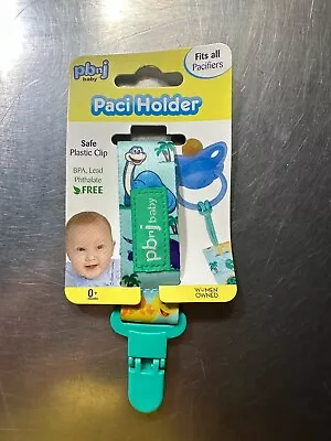 Pbnj Baby Paci Holder 0+ Months Fits All Pacifiers Blue Dinosaurs New In Pack • $1.99