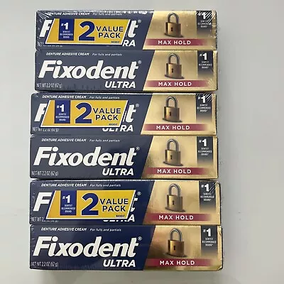 Fixodent Ultra Max Hold Secure Denture Adhesive Cream For Full And Partial 6Pack • $37.59