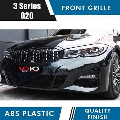 DIAMOND STYLE GLOSS BLACK & CHROME GRILLE For BMW 3 SERIES G20 G21 2019-20 UK • £59.95