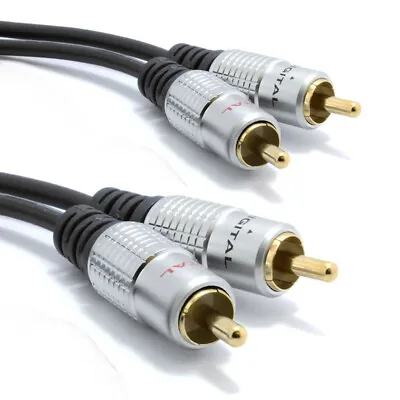 3m Premium 2 RCA To 2 RCA Phono Stereo Audio Cable Cord Lead M / M Gold Plated • $17.97