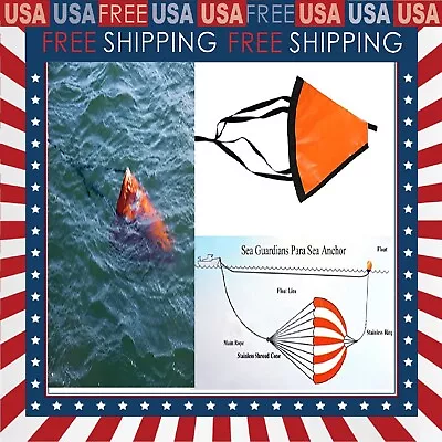 $29.97 • Buy Drift Sock Sea Anchor Drogue High Visibility Orange Sea Brake 24  For MarineBoat