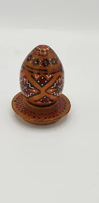 Vintage Handpainted Decorative Wood Egg With Stand • $9.75