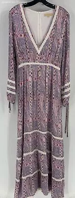 Melissa Odabash Womens Multicolor Paisley Long Sleeve V-Neck Maxi Dress Small • $24.99