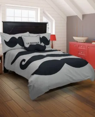 Mustache Comforter Set Full Gray Black French Paris 3 Pc LOVE Passion  New • $44.99