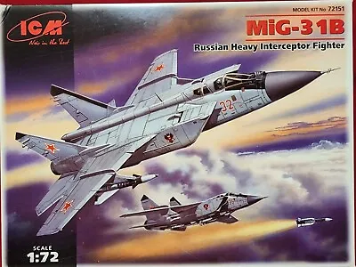 ICM MIG-31B RUSSIAN HEAVY FIGHTER 1/72 Scale Model Kit 72151 UNBUILT • $26.99