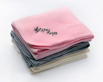 Music Notes Fleece Blanket - 50  X 60  - Pink W/ Embroidered Black Musical Notes • $12.95