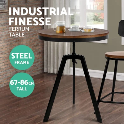 $105.95 • Buy Artiss Bar Table Vintage Dining Retro Industrial Metal Wooden Café Coffee