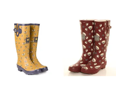 £26.95 • Buy Ladies Wellington Boots - Pug (Dog) Or Bee Printed Matt Rubber Welly Boots