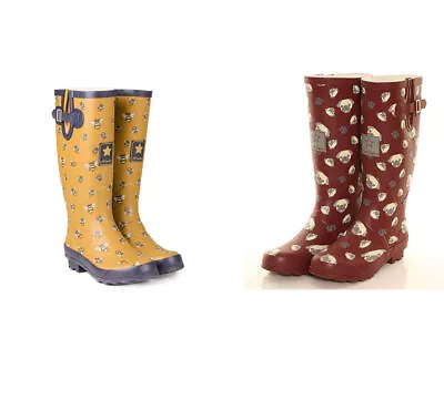 £26.95 • Buy Ladies Wellington Boots - Pug (Dog) Or Bee Printed Matt Rubber Welly Boots