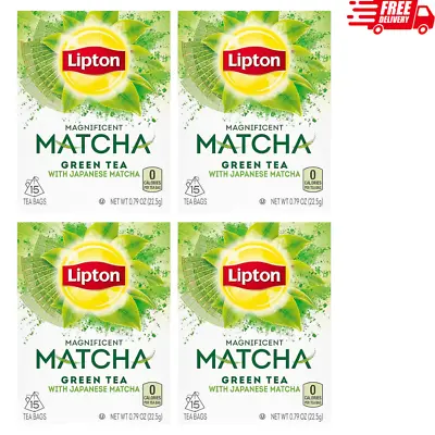 4-Pack Lipton Magnificent Matcha Green Tea Bags With Real Matcha 15 Tea Bags • $15.11