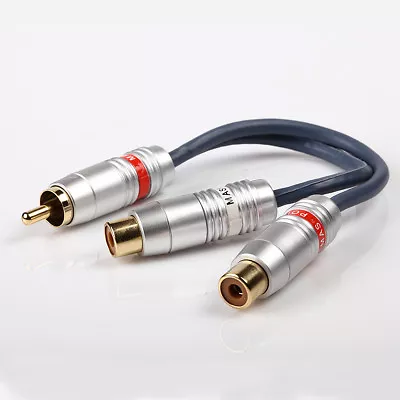 RCA Y Adapter 1 Male To 2 Female Car Audio Sound System Gold Plated  • $8.83