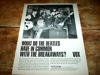 VOX Beatle Amp / Guitars ( THE BREAKAWAYS ) 1966 Vintage U.S. PROMO Ad NM- • $15.95