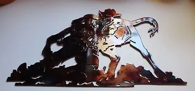 Steer Wrestler - Metal Wall Art - Copper 15  X 9  • $36.98