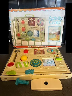 Vintage Fisher Price Activity Centre Cot Toy 1973 Back Attachment BOXED • £69.99