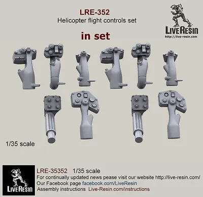 LIVE RESIN 35352 1/35 Helicopter Flight Controls Set In Set Resin Model • $15.93