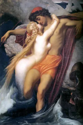  The Fisherman And The Siren Nude Mermaid 1857 Painting Frederic Leighton Repro • $10.96