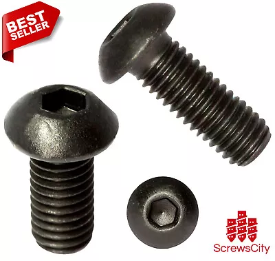 Black Flake Zinc 10.9 High Tensile  Button Head Screws Allen Socket Bolts Screws • £3.99