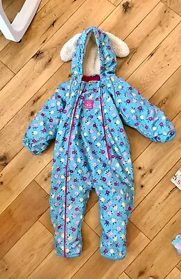 Jojo Maman Bebe Fleece Waterproof 🚿 Snowsuit All In One 12-18 Months VGC • £15