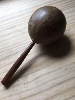 Vintage 50s Mexican Coconut Maraca Shaker Rattle Hand Percussion Wood Handle 9 L • $59.99