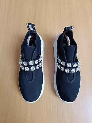 Miu Miu Crystal- Embellished Black Chunky Sneakers EU 38.5 US 8 • $380